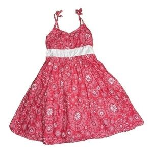 The Childrens Place Girls Dress Coral and White Cotton Sundress